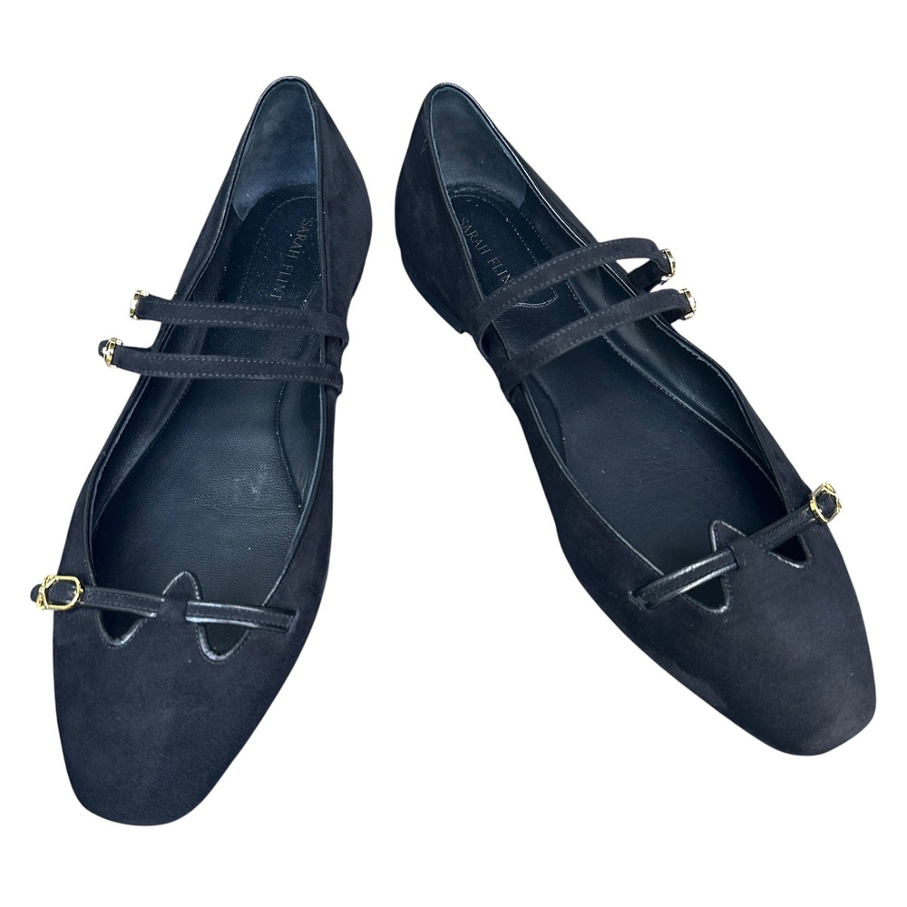 Sarah Flint Mary Gail Mary Jane Flats IT 42.5 11.5-12 Black Suede Leather Italy